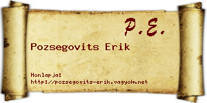 Pozsegovits Erik névjegykártya